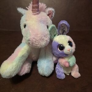 Ty Pastel Unicorn and Bunny Plush Set
